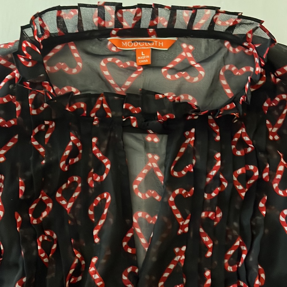 NWT MODCLOTH midi dress - semin sheer, fully lined, keyhole opening, candy cane - Picture 3 of 13